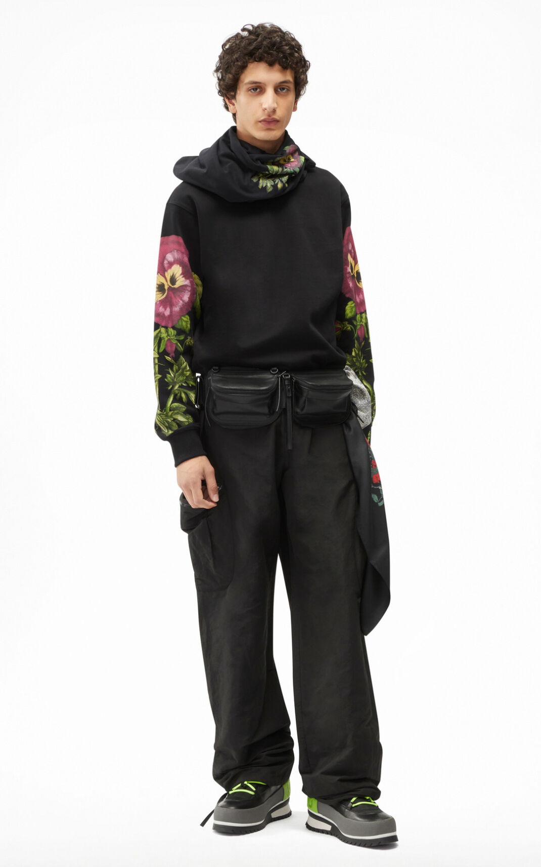 Kenzo Pansy classic graphic Sweatshirt Erkek Siyah | 9285-UFSEM